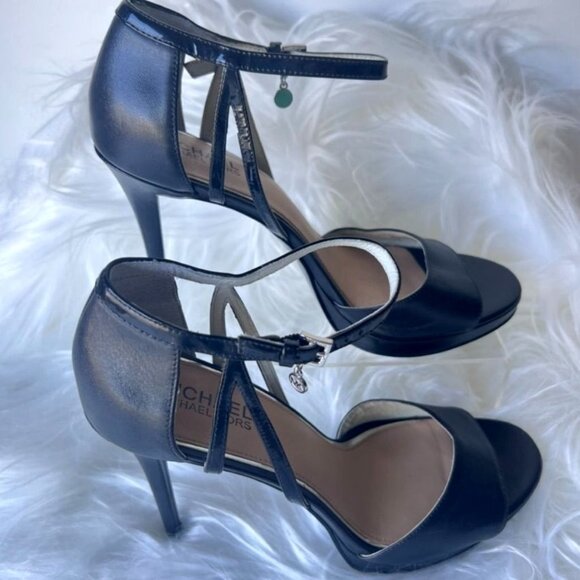 Michael Kors Black Leather Strappy Heels 3.5" Stilettos Womens 9M - Picture 5 of 10